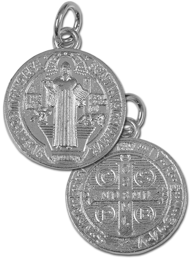 Médaille de Saint Benoît en Métal Argenté - 17 mm (pic 2)