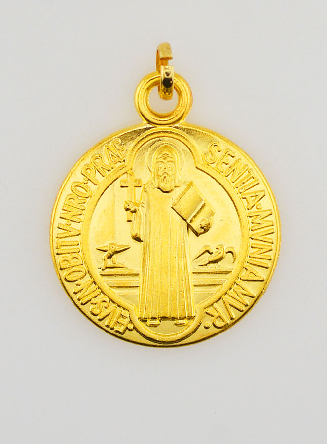 Médaille de Saint Benoît - Métal Doré - 22 mm (pic 3)