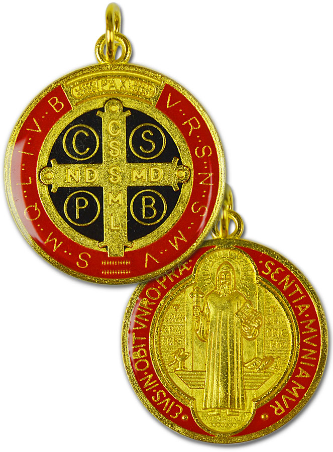 Médaille de Saint Benoît - Métal Doré Emaillé - 30 mm (pic 2)