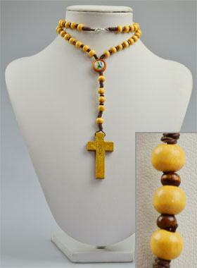 Chapelet Collier de Lourdes en Bois Deux Tons (pic 1)