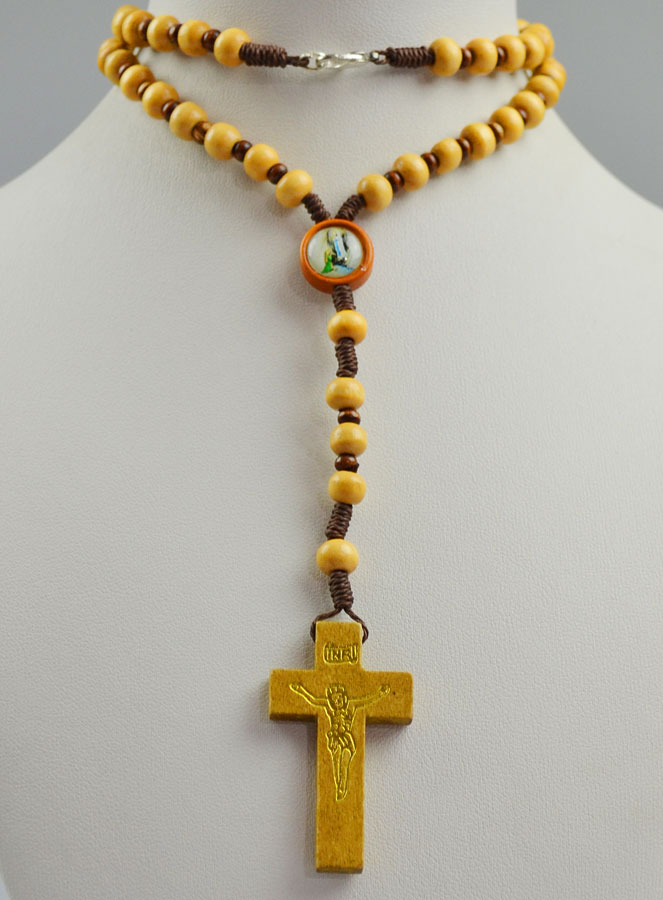 Chapelet Collier de Lourdes en Bois Deux Tons (pic 2)