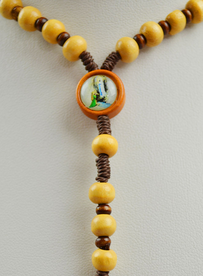 Chapelet Collier de Lourdes en Bois Deux Tons (pic 3)