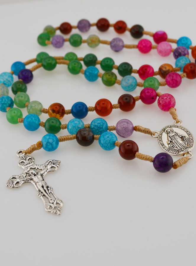 Chapelet en Pierre de Tourmaline & d'Agate sur Cordelette (pic 2)