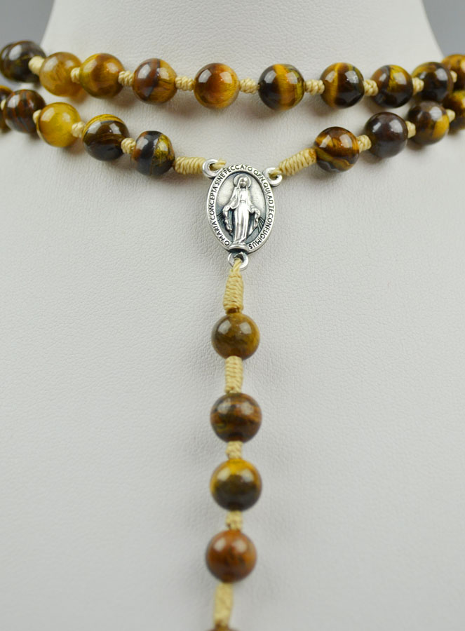 Chapelet en Pierre Oeil de Tigre sur Cordelette (pic 3)