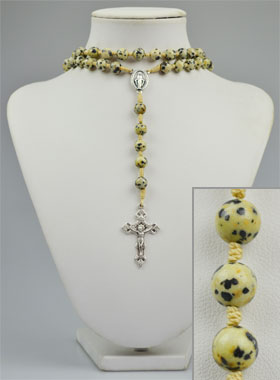 Chapelet en Pierre de Jaspe Dalmatien sur Cordelette (pic 1)