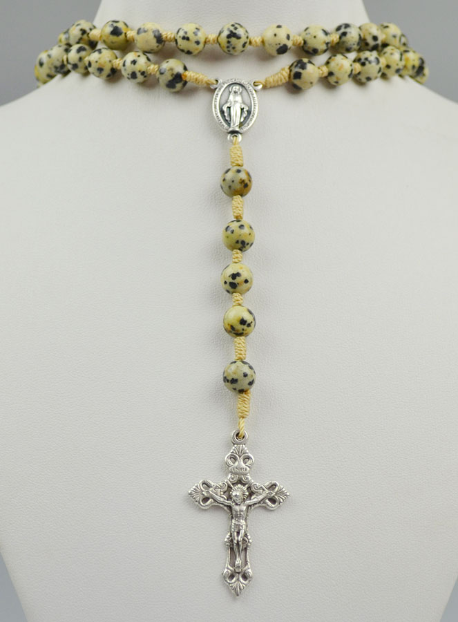 Chapelet en Pierre de Jaspe Dalmatien sur Cordelette (pic 2)
