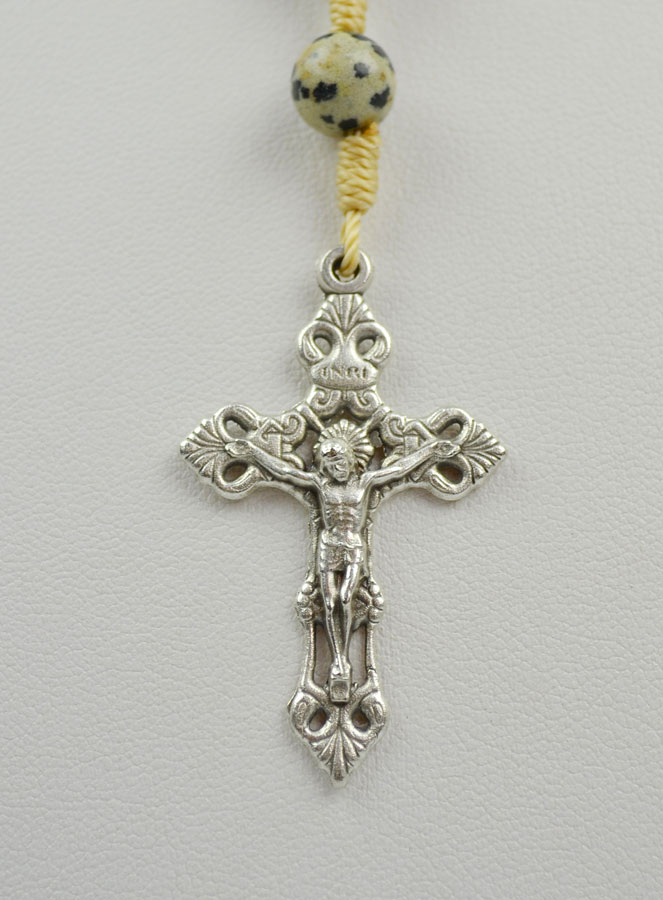 Chapelet en Pierre de Jaspe Dalmatien sur Cordelette (pic 4)