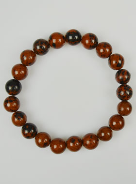 Bracelet en Pierre Naturelle d'Obsidienne Acajou (pic 1)