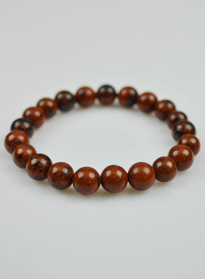 Bracelet en Pierre Naturelle d'Obsidienne Acajou (pic 3)