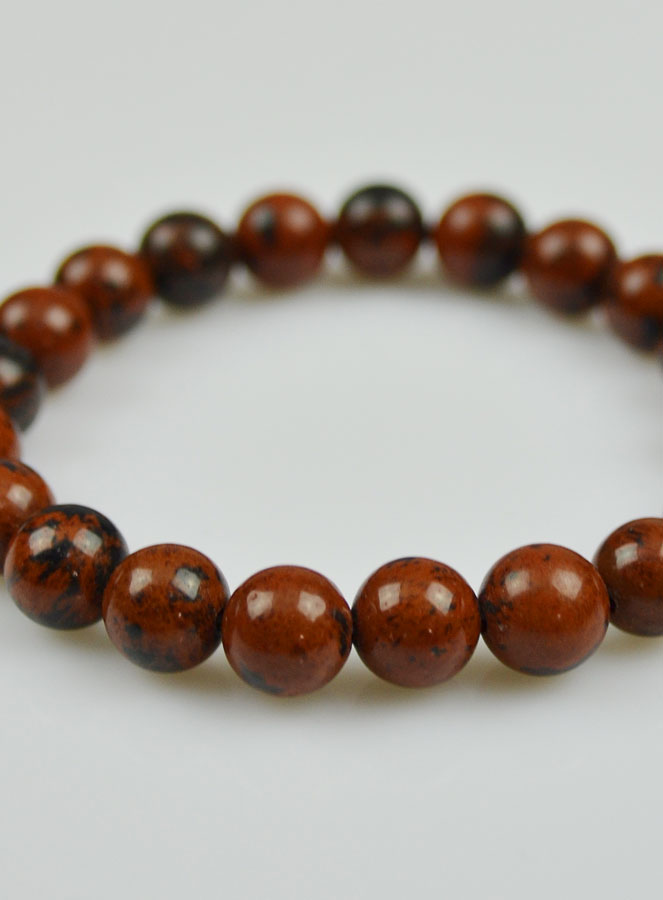 Bracelet en Pierre Naturelle d'Obsidienne Acajou (pic 4)