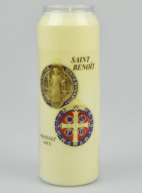 Bougie de Neuvaine Médaille Saint Benoît - 17.5cm (pic 1)
