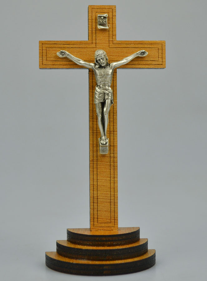Crucifix en Bois et Christ Argenté - 12 cm (pic 2)