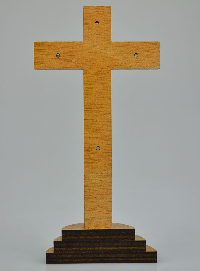 Crucifix en Bois et Christ Argenté - 12 cm (pic 4)