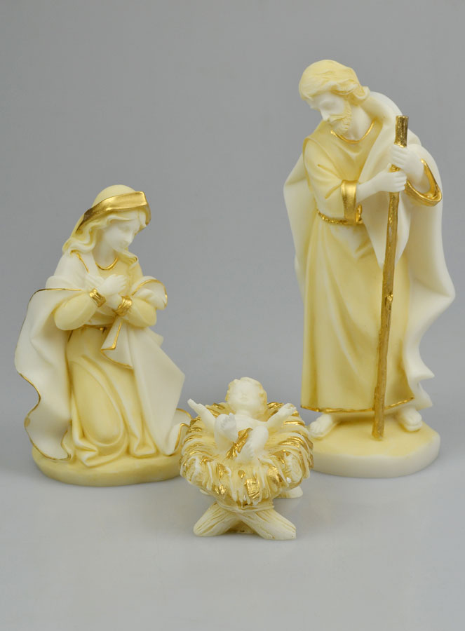 Crèche de la Nativité en Albâtre & Dorure (pic 2)