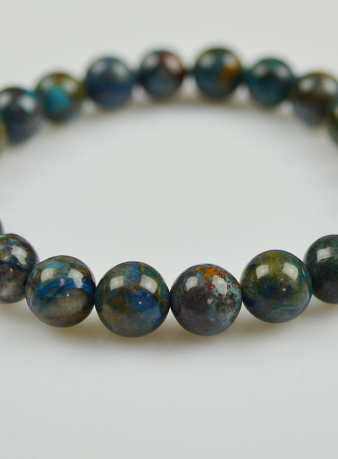 Bracelet en Pierre Naturelle d'Azurite - Malachite & Chrysocolle (pic 4)