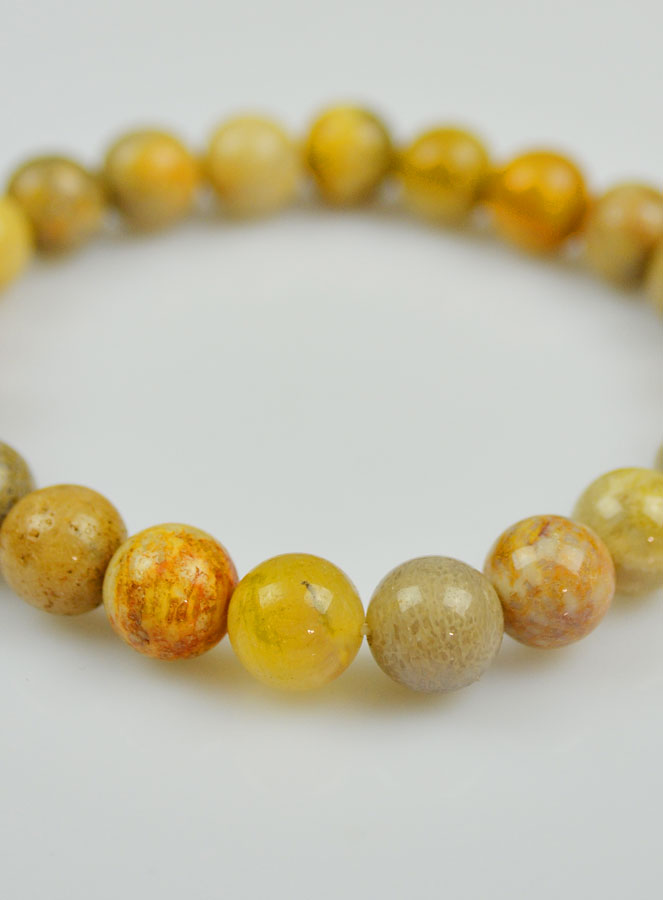 Bracelet en Pierre Naturelle de Corail Fossile (pic 4)