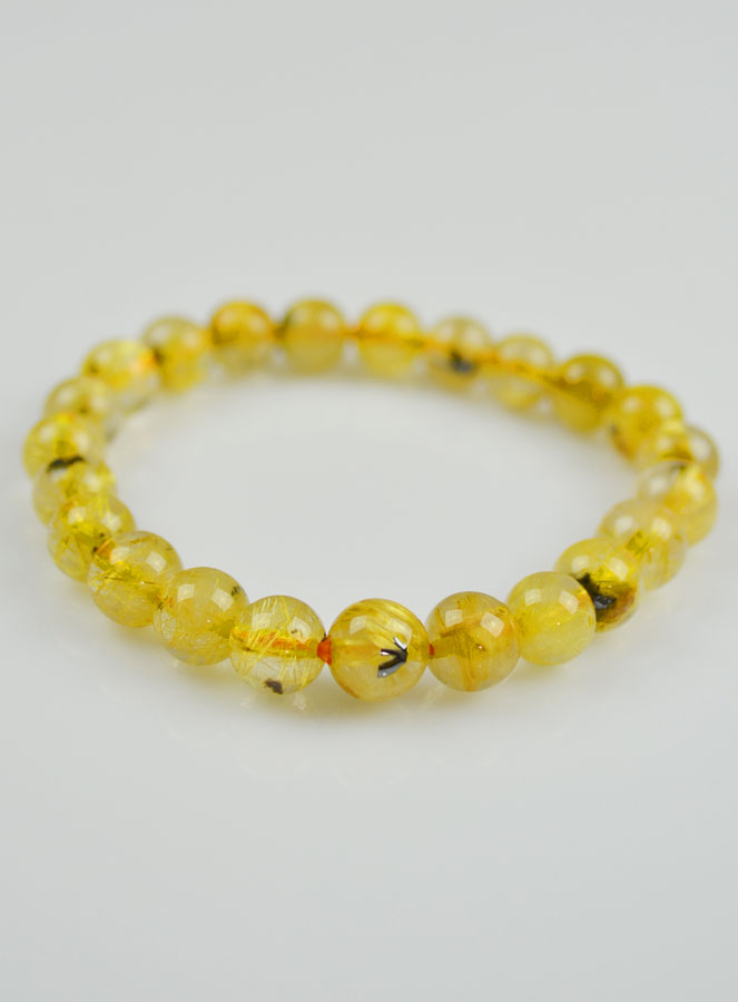 Bracelet en Pierre Naturelle de Cristal de Roche Rutile Hematite AA (pic 3)