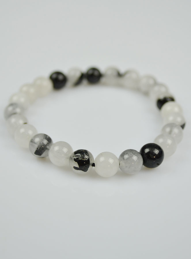 Bracelet en Pierre Naturelle de Cristal de Roche Tourmaline (pic 3)