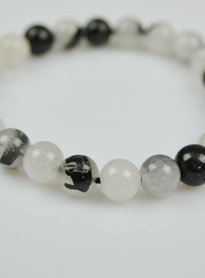 Bracelet en Pierre Naturelle de Cristal de Roche Tourmaline (pic 4)