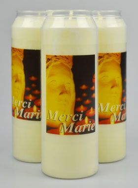 Lot de 3 Bougies de Neuvaine Merci Marie - 8 Décembre - 17.5cm (pic 1)