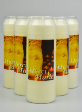 Lot de 6 Bougies de Neuvaine Merci Marie - 8 Décembre - 17.5cm (pic 1)