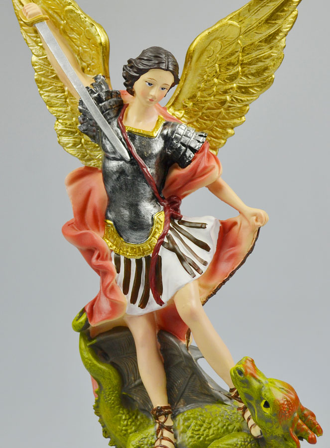 Statue de Saint Michel Archange Peinte Main - 30cm (pic 3)