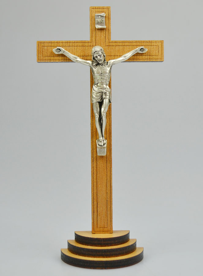 Crucifix en Bois et Christ Argenté - 18 cm (pic 2)