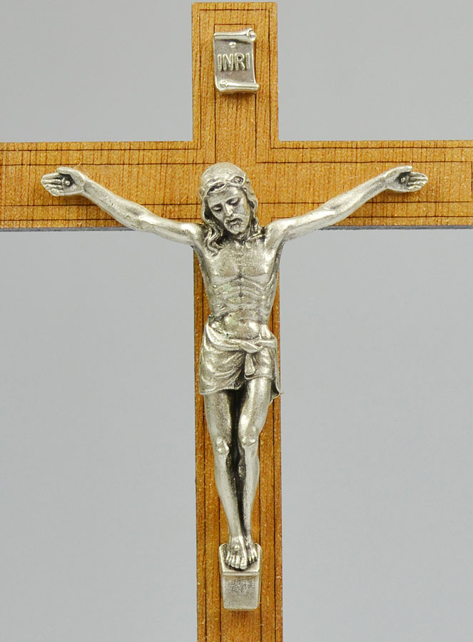 Crucifix en Bois et Christ Argenté - 18 cm (pic 3)