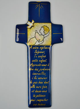 Croix de Baptême en Emaux du Liban Fille & Prière (pic 1)