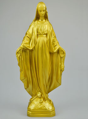 Statue de la Vierge Miraculeuse en Albâtre & Dorure - 29cm (pic 1)
