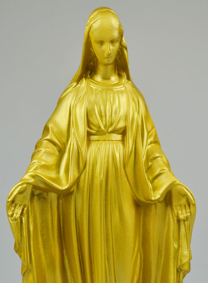 Statue de la Vierge Miraculeuse en Albâtre & Dorure - 29cm (pic 3)