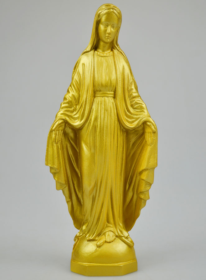 Statue de la Vierge Miraculeuse en Albâtre & Dorure - 19 cm (pic 2)