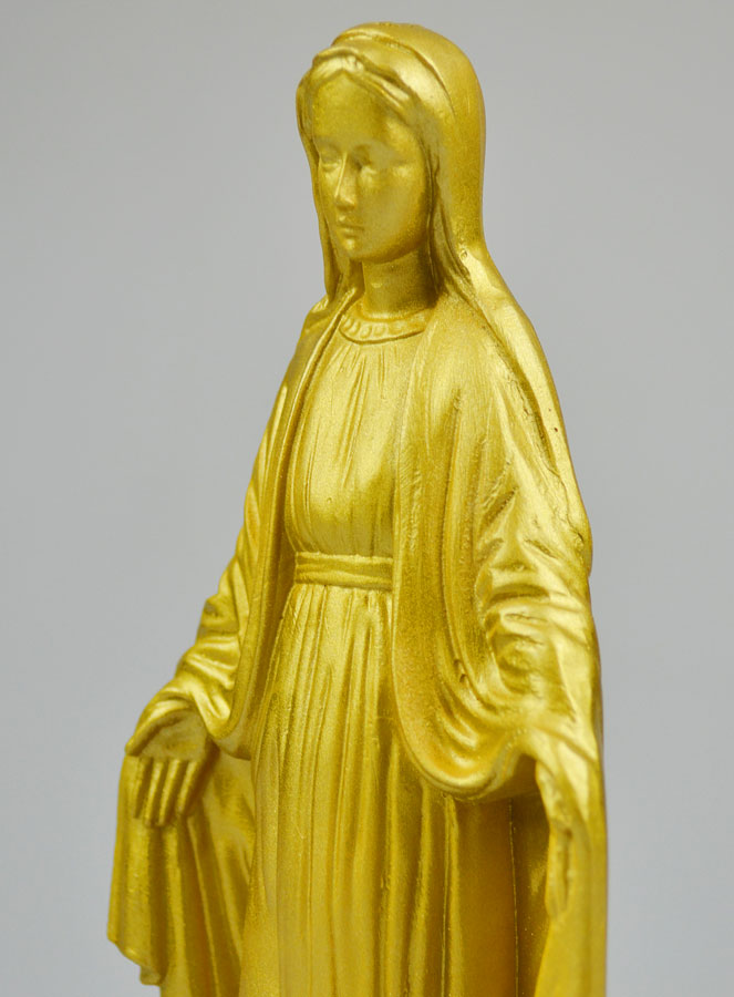 Statue de la Vierge Miraculeuse en Albâtre & Dorure - 19 cm (pic 4)