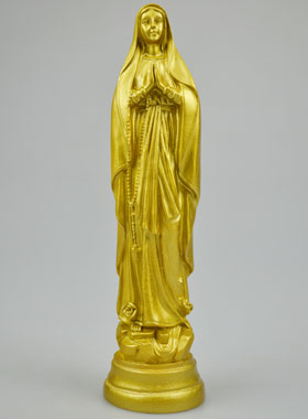 Statue Notre Dame de Lourdes en Albâtre & Dorure - 19 cm (pic 1)