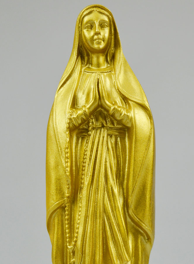 Statue Notre Dame de Lourdes en Albâtre & Dorure - 19 cm (pic 3)