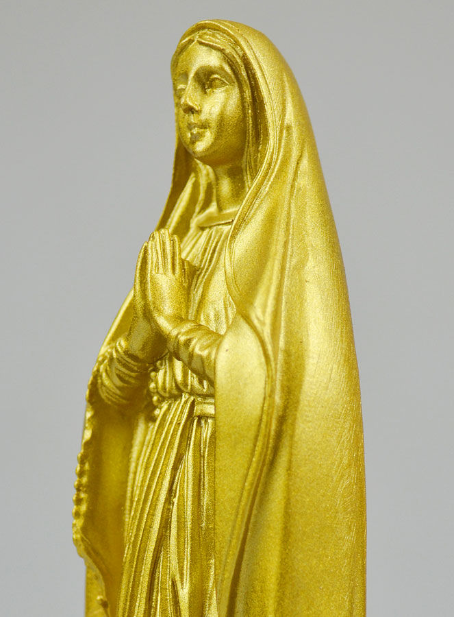 Statue Notre Dame de Lourdes en Albâtre & Dorure - 19 cm (pic 4)