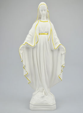 Statue de la Vierge Miraculeuse en Albâtre & Fil d'Or - 29cm (pic 1)