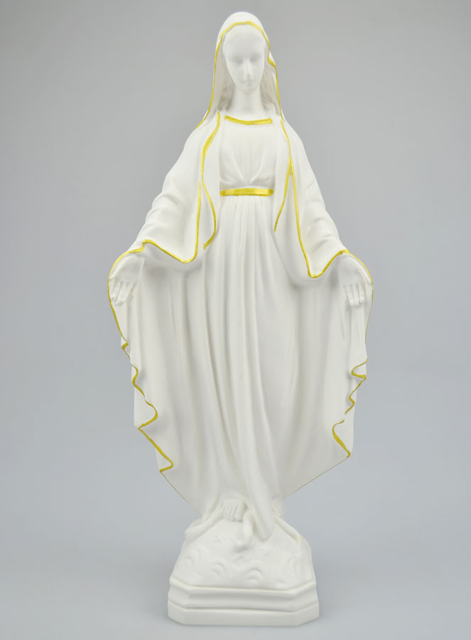 Statue de la Vierge Miraculeuse en Albâtre & Fil d'Or - 29cm (pic 2)