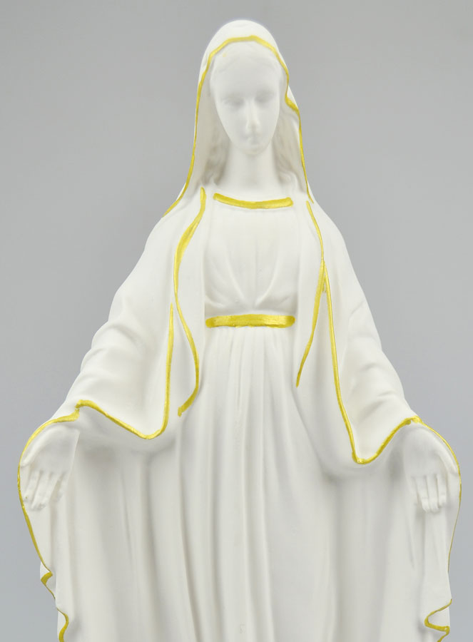 Statue de la Vierge Miraculeuse en Albâtre & Fil d'Or - 29cm (pic 3)