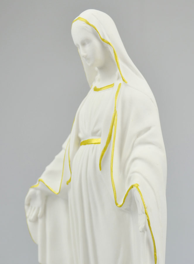 Statue de la Vierge Miraculeuse en Albâtre & Fil d'Or - 29cm (pic 4)