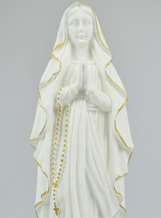 Statue Notre Dame de Lourdes en Albâtre & Fil d'Or - 29cm (pic 3)