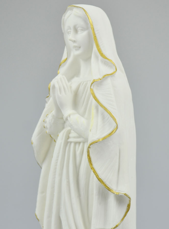 Statue Notre Dame de Lourdes en Albâtre & Fil d'Or - 29cm (pic 4)