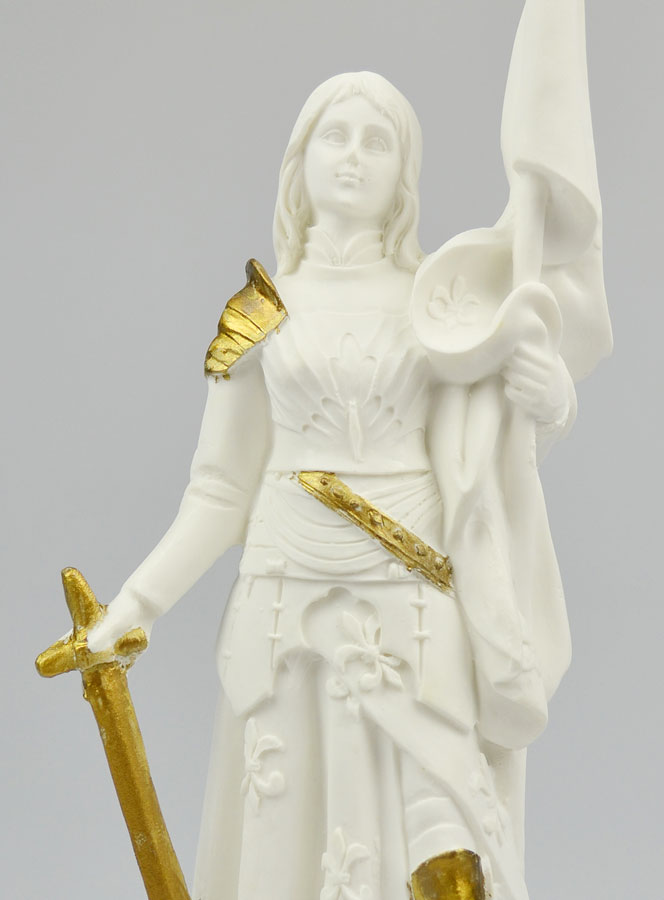 Statue de Sainte Jeanne d'Arc en Albâtre & Fil d'Or - 22cm (pic 3)
