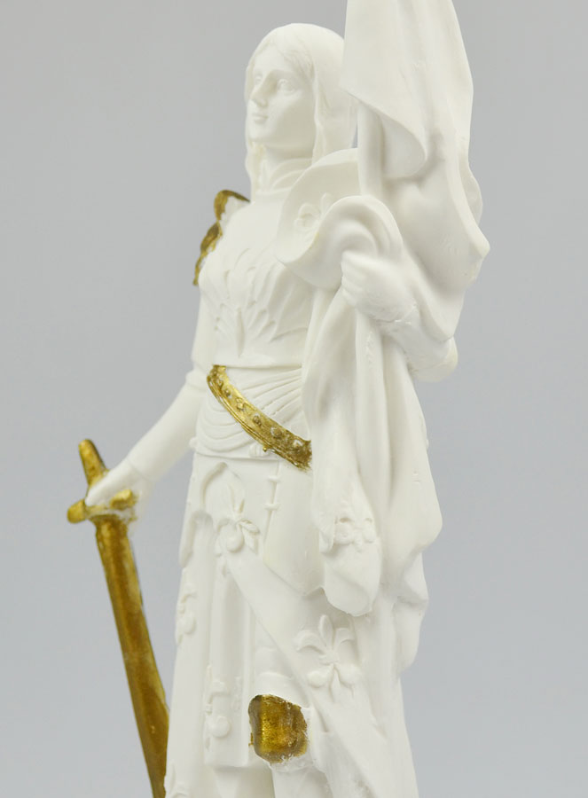Statue de Sainte Jeanne d'Arc en Albâtre & Fil d'Or - 22cm (pic 4)