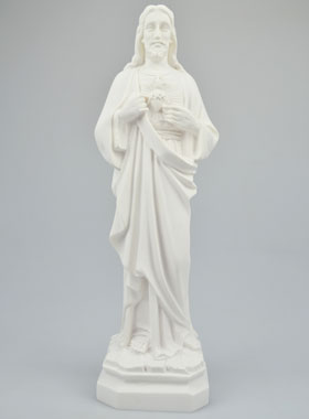 Statue du Sacré Coeur de Jésus en Albâtre - 32cm (pic 1)