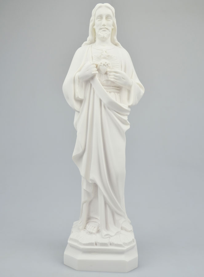 Statue du Sacré Coeur de Jésus en Albâtre - 32cm (pic 2)