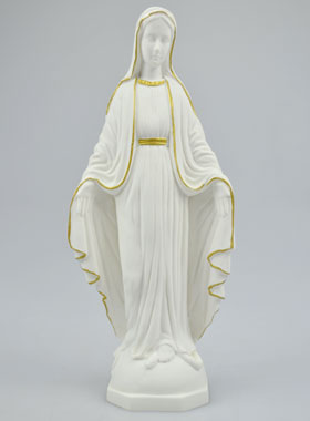 Statue de la Vierge Miraculeuse en Albâtre & Fil d'Or - 19cm (pic 1)