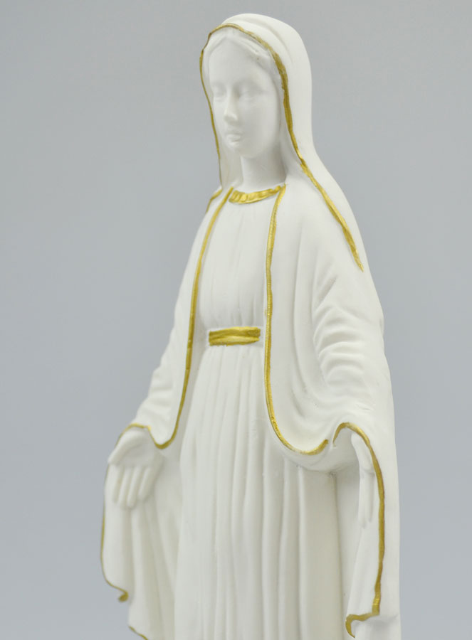 Statue de la Vierge Miraculeuse en Albâtre & Fil d'Or - 19cm (pic 4)