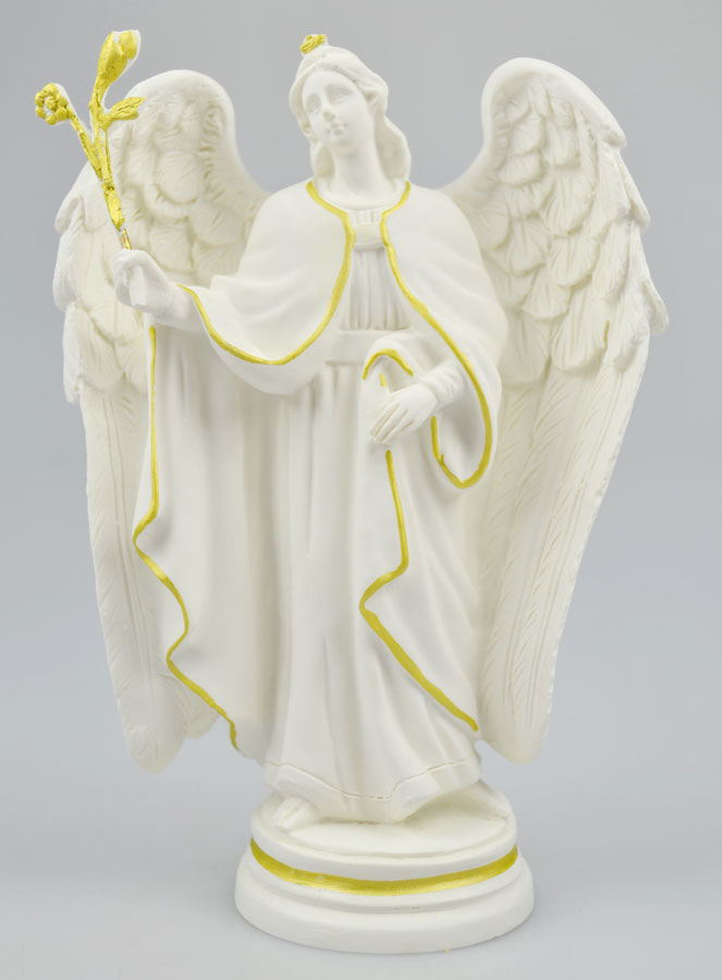 Statue Ange Gabriel en Albâtre & Fil d'Or - 19 cm (pic 2)