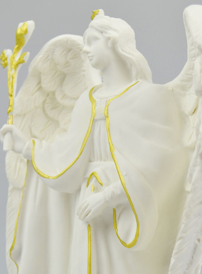 Statue Ange Gabriel en Albâtre & Fil d'Or - 19 cm (pic 4)